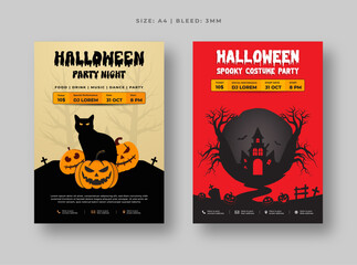 Canvas Print - Spooky Halloween night flyer and poster template - Party invitations and promotion design