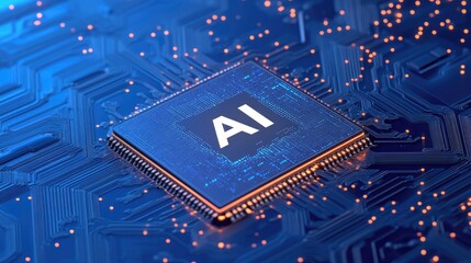 Poster - A futuristic chip with holographic 