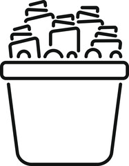 Canvas Print - This simple vector illustration depicts a trash bin overflowing with paper, symbolizing inefficient document management and excessive waste