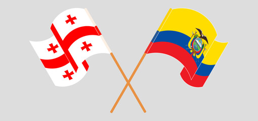 Wall Mural - Crossed and waving flags of Georgia and Republic of Ecuador