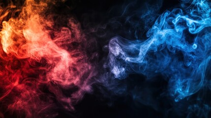 Sticker - Abstract Smoke Art: A Symphony of Red and Blue