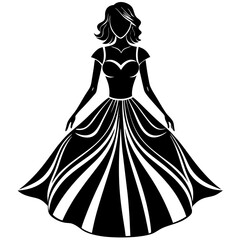 Wall Mural - young woman silhouette dress vector on white