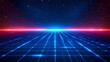 © Tackey - Futuristic neon landscape with a glowing grid, creating a digital and sci-fi atmosphere, perfect for technology and retro-themed designs.