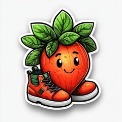 Poster - Cute Cartoon Strawberry Wearing Sneakers