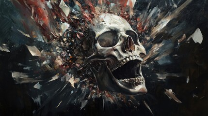 Wall Mural - A Skull Emerging from a Swirling Abstract Background