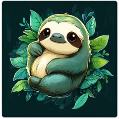 Canvas Print - Cute Sloth in a Jungle Setting