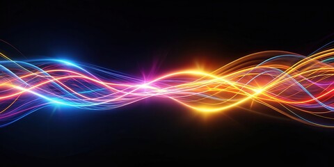 Aufkleber - Abstract and dynamic energy light lines flowing in the dark space, energy, light, lines, flow, abstract, dynamic