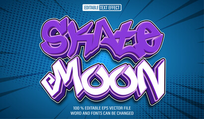 Poster - Editable 3d text style effect - Sticker Printing Graffiiti Skate Moon text effect Template