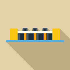 Poster - Hydroelectric power plant building generating electricity flat design icon with side shadow