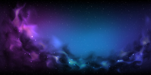 Wall Mural - Sky galaxy cloud nebula stars dark night universe milky way cosmos vector background