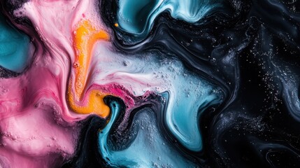 Aufkleber - An eye-catching abstract image showcasing vibrant and fluid multicolor swirls, capturing the dynamic movement of colors and textures, perfect for creative and artistic inspirations.