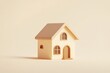 © Keattipoom - Soft Suede House Icon in Beige and Copper Tones on Cream Background - 3D Render