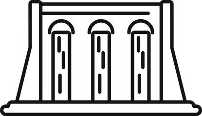 Poster - simple icon of a hydroelectric power plant generating electricity using water