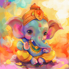 Wall Mural - Animation of lord ganesha