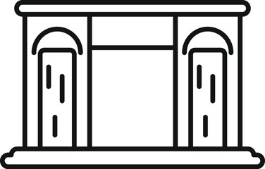 Poster - city hall building facade with columns and doors drawn with thin line