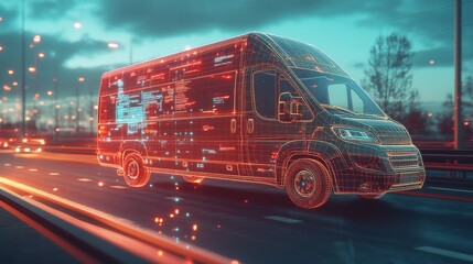 Poster - Discover the transformative impact of selfdriving vans, which are controlled through GPS tracking operated by a convenient smartphone app, on the landscape of urban package delivery and logistics