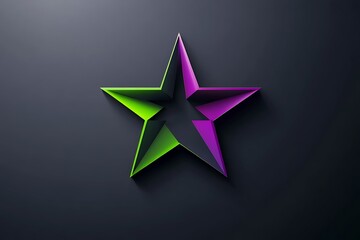 Gradient Lime and Purple Star on Charcoal Grey Background - Minimalist Design Aesthetic