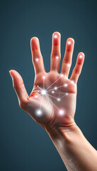 Wall Mural - Hand shows a network  isolated with white highlights, png