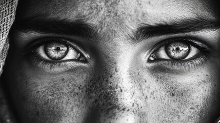 Wall Mural - Close-up of a Person's Eyes with Freckles