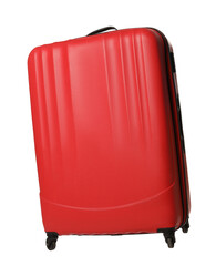 Sticker - One new red suitcase isolated on white