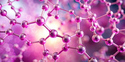 Aufkleber - rendering of pink molecular structure with a blurred background, molecular, structure, pink,rendering, science