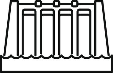 Poster - Line drawing of a hydroelectric power plant generating electricity using water