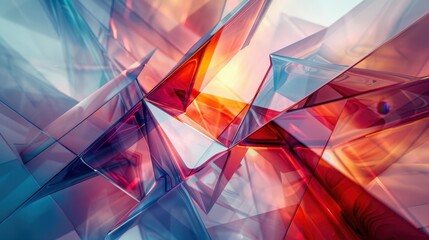 Poster - Creative abstract modern glass composition with bold shapes and vibrant colors reflecting light