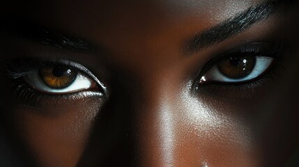 Poster - Close-up of a Woman's Eye with Shimmering Skin