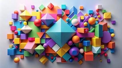 Wall Mural - Abstract composition of colorful geometric shapes , art, design, abstract, composition, geometric, shapes, colors