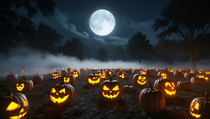 Sticker - halloween background with pumpkins