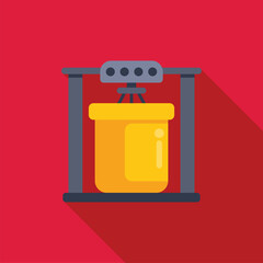 Poster - Modern 3d printer creating a yellow cylinder on a red background