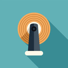Poster - Wireless router emitting wifi signal as radio waves, long shadow design, vector illustration