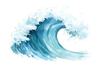 Wall Mural - Sea ocean wave watercolor illustration isolated on white background