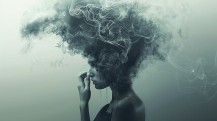 Poster - A woman's face emerges from a swirling cloud of smoke.