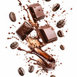 © waqar - chocolate splash and coffee beans isolated on a transparent background