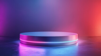 Poster - Futuristic Product Podium for a Striking Exhibit with Vibrant Gradient Lighting