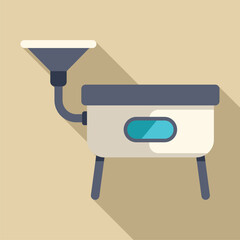 Poster - industrial equipment tank with pipes and control panel flat design icon with long shadow on beige ba