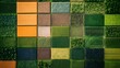 © Mr image - 14. **An aerial view of a patchwork of different crops on farmland.