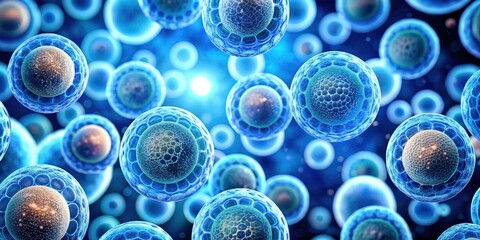 Aufkleber - Scientific background image of cells under a microscope, cells, biology, science, microscope, laboratory, research