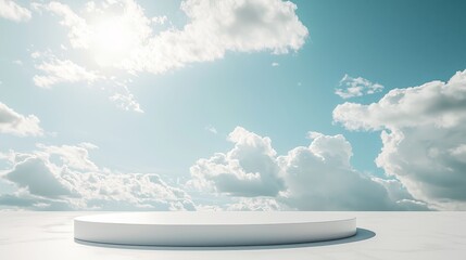 Canvas Print - Minimalist Platform Floating Under a Bright and Serene Sky