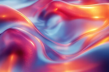 Wall Mural - abstract 3d render of flowing organic shapes in vibrant iridescent colors smooth gradients and dynam