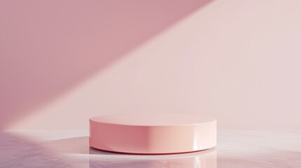 Poster - Trendy Product Displayed on Polished Minimalist Podium in Pink Toned Studio