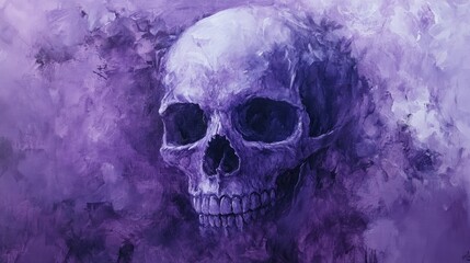 Sticker - Purple Skull Painting with Abstract Background