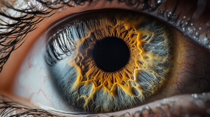 Wall Mural - Close-Up Macro Photograph of a Human Eye with a Detailed Iris