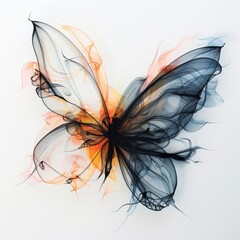 Canvas Print - Abstract butterfly design with orange and blue accents.