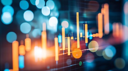 Wall Mural - Graphs and numbers on a modern stock exchange scene (3D illustration)