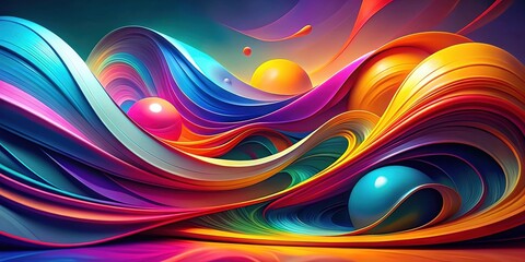 Aufkleber - Abstract composition with dynamic shapes and vibrant colors, abstract, composition, artwork, design, creative
