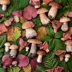 Wall Mural - mushrooms in the forest