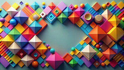 Poster - Abstract composition of colorful geometric shapes, abstract, composition, colorful, geometric, shapes, design, art