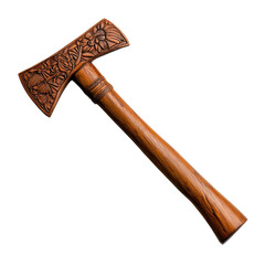 Hand Carved Wooden Axe with Floral Design